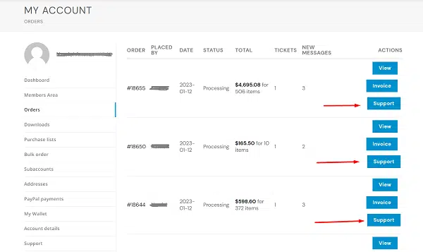 order support button s